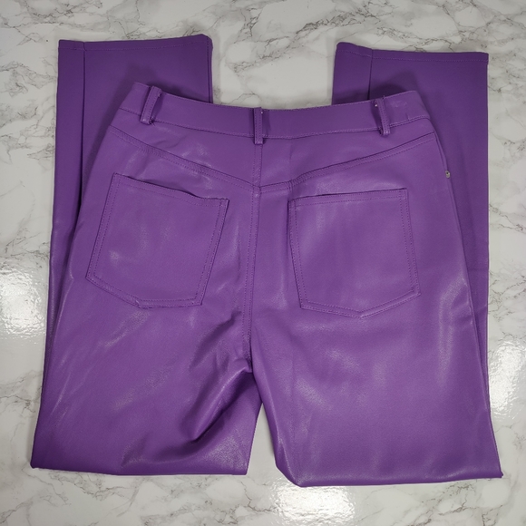 Anthropologie Avec Les Filles Purple Faux Leather Lettie Pants Size 4 - Picture 5 of 7